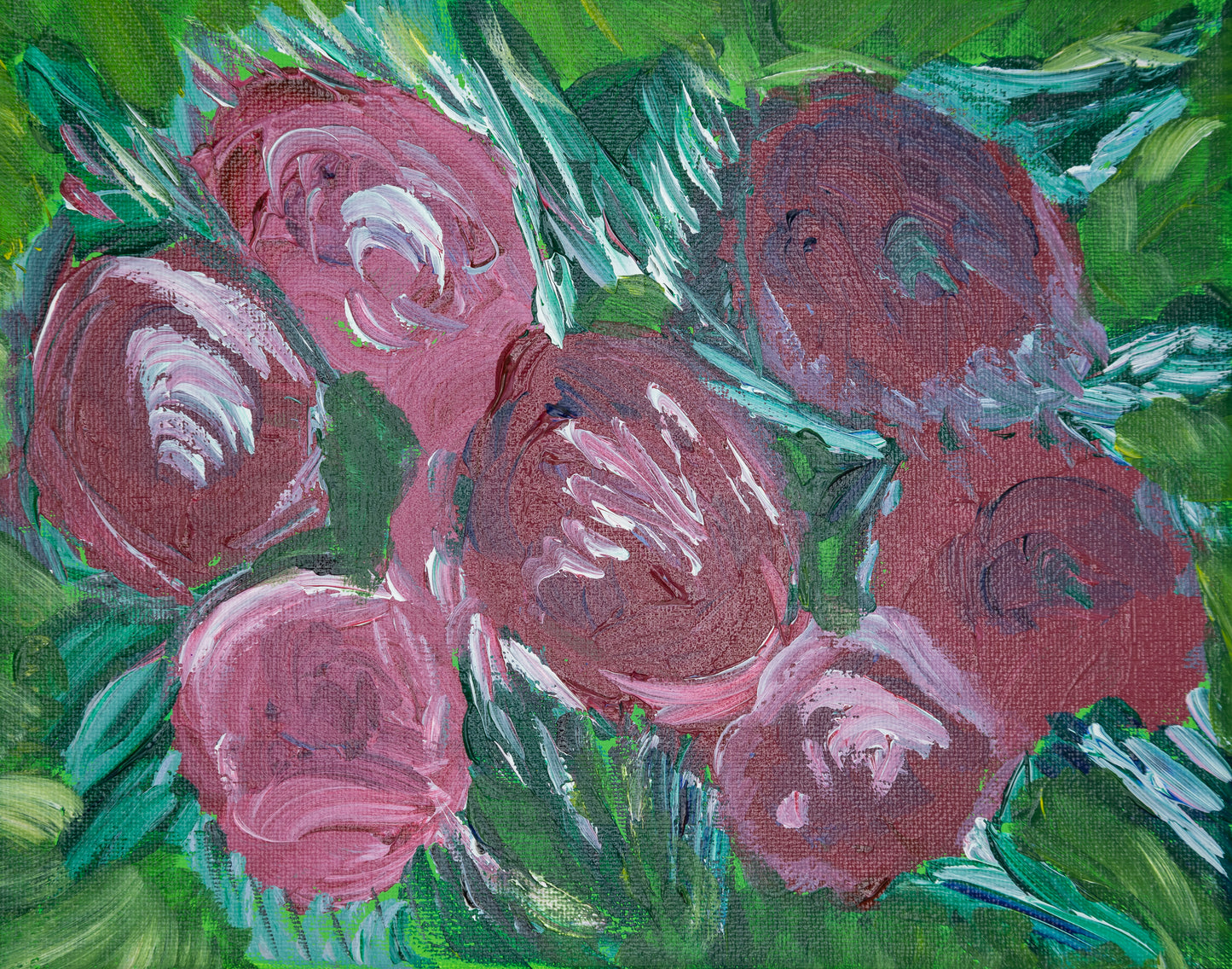 Red flower abstract painting