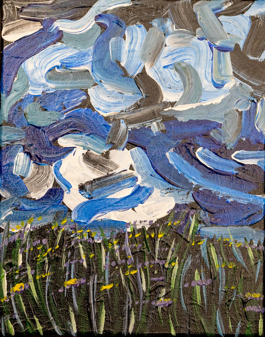 Abstract landscape acrylic painting